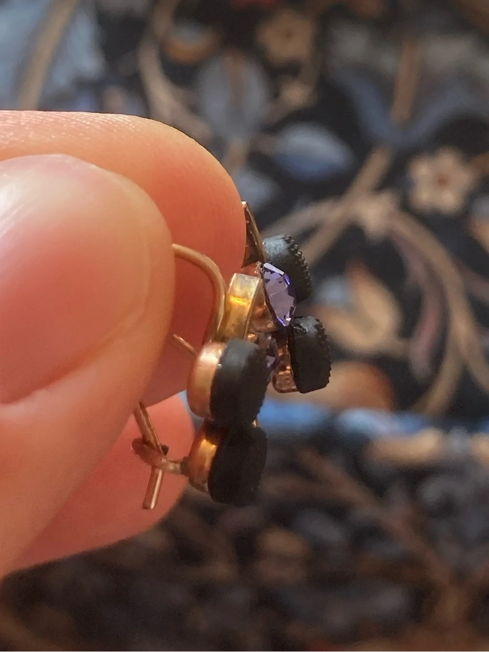 Antique/Vintage Celluloid Berry or Floral Cluster Gold-Filled Earrings
